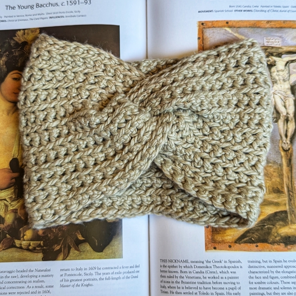 Handmade Crochet Beige Knot Twist Headband